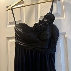Black Satin Evening Gown-Size 8